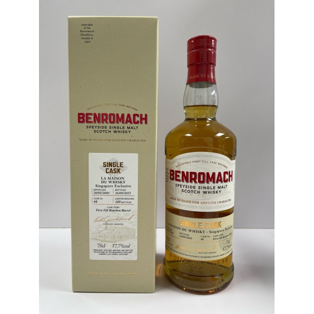 Benromach 20 Years 2003 First Fill Bourbon Barrel #48 Single Cask LMDW Singapore Exclusive Speyside Single Malt Scotch Whisky 70cl 57.7%