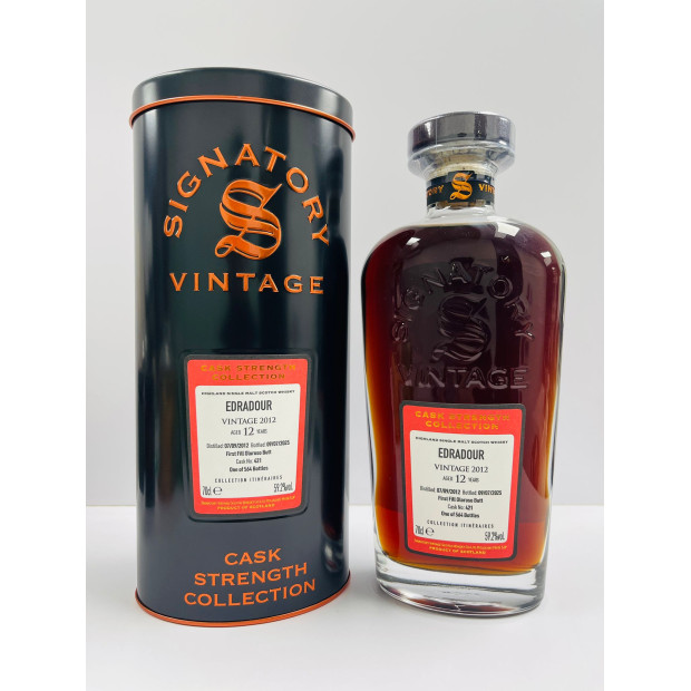 Edradour 12 Year Old 2012 First Fill Oloroso Butt #421 Signatory Vintage Cask Strength Collection Itineraires Highland Single Malt Scotch Whisky 70cl 59.2%