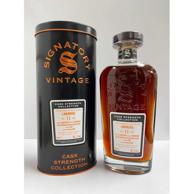 Linkwood 11 Year Old 2012 First Fill Oloroso Sherry Butt Finish #106 Signatory Vintage Cask Strength Collection New Vibrations Speyside Single Malt Scotch Whisky 70cl 57.4%
