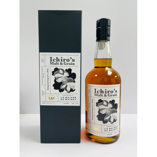 Ichiro's Malt & Grain Refill Bourbon Barrel Finish #4990 Single Cask Blended Japanese Whisky LMDW Singapore Flower Series #3 70cl 59.7%