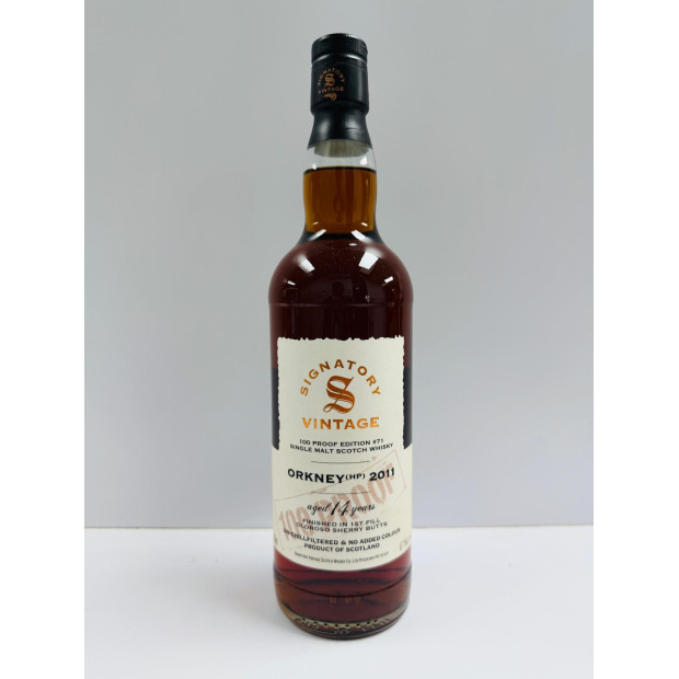 Orkney (HP) 14 Year Old 2011 1st Fill Oloroso Sherry Butts Finish Signatory Vintage 100 Proof Edition #71 Island Single Malt Scotch Whisky 70cl 57.1%