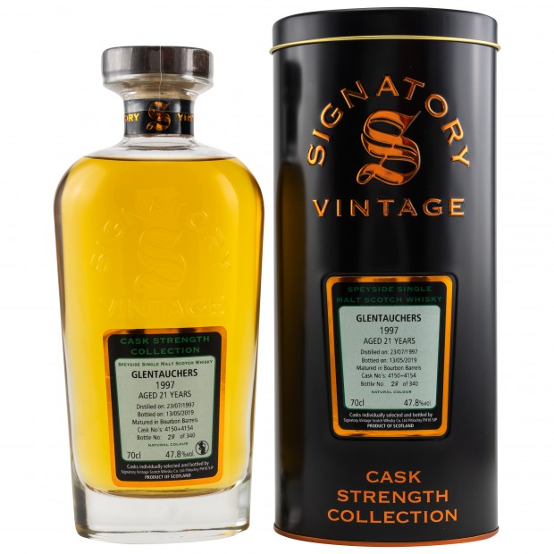 Glentauchers 21 Year Old 1997 Bourbon Barrels #4150 & #4154 Signatory Vintage Cask Strength Collection Speyside Single Malt Scotch Whisky 70cl 47.8%