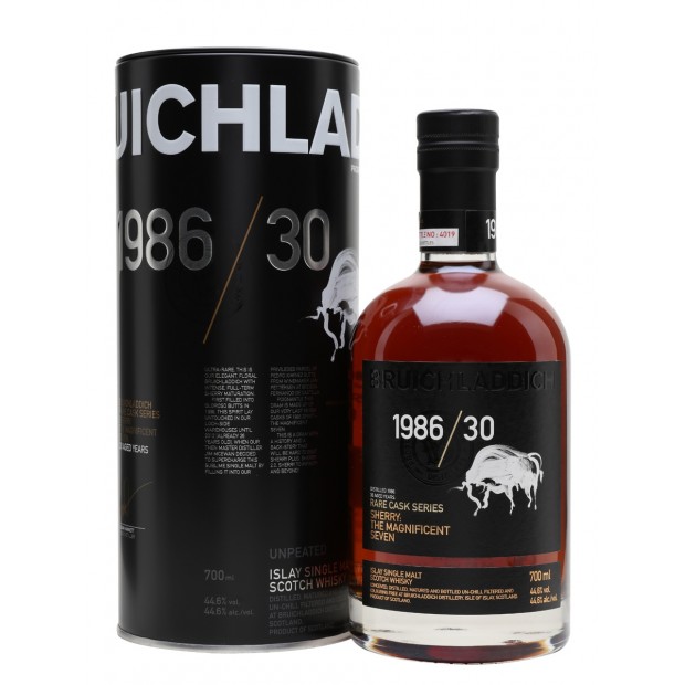 Bruichladdich 30 Year Old 1986 Rare Cask Series: The Magnificent Seven Islay Single Malt Scotch Whisky 70cl 44.6%