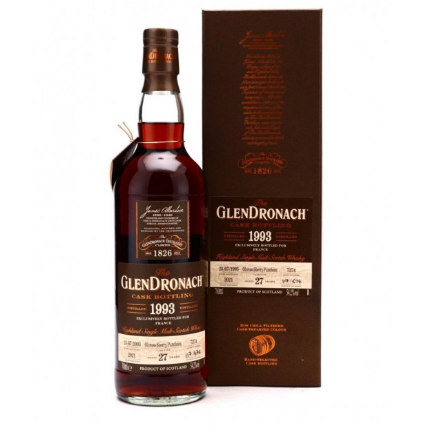 Glendronach 27 Year Old 1993 Oloroso Sherry Puncheon #7274 France Exclusive Highland Single Malt Scotch Whisky 70cl 54.2%